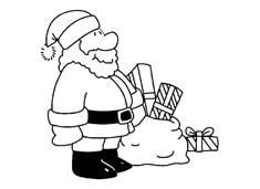 圣誕節(jié)圣誕老人送禮物的簡(jiǎn)筆畫(huà)圖片