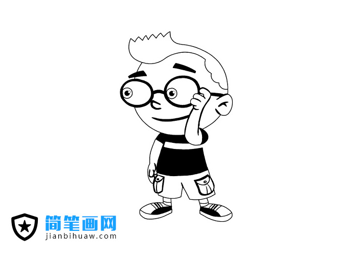 帶眼鏡的小男孩簡(jiǎn)筆畫圖片