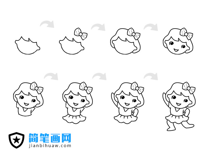 做早操的小女孩簡(jiǎn)筆畫(huà)步驟畫(huà)法分解圖片