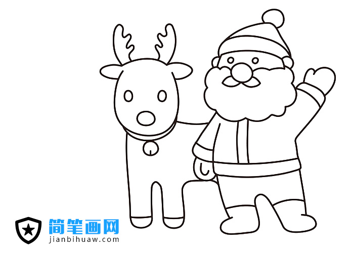 圣誕節(jié)圣誕老人和馴鹿的簡(jiǎn)筆畫(huà)圖片