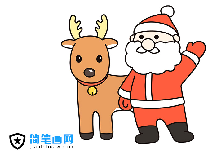 圣誕節(jié)圣誕老人和馴鹿的簡(jiǎn)筆畫(huà)圖片