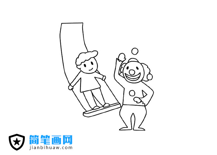 馬戲團(tuán)小丑在表演的簡(jiǎn)筆畫圖片