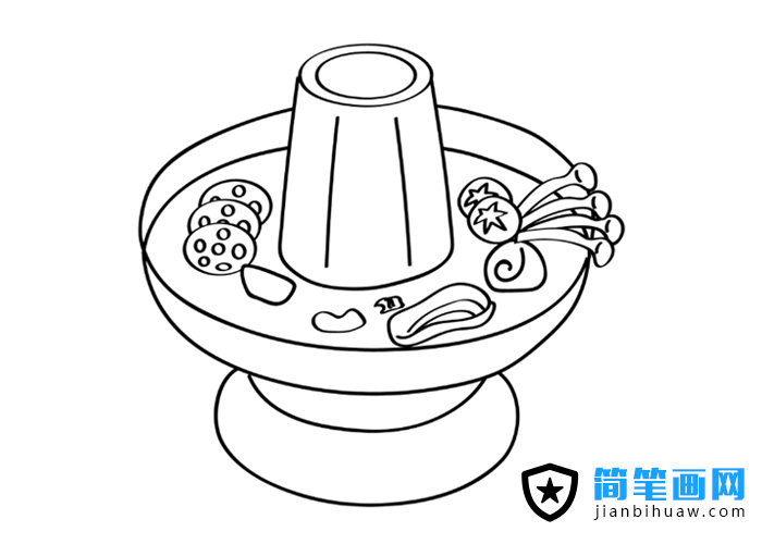 老北京銅火鍋簡(jiǎn)筆畫(huà)圖片含上色