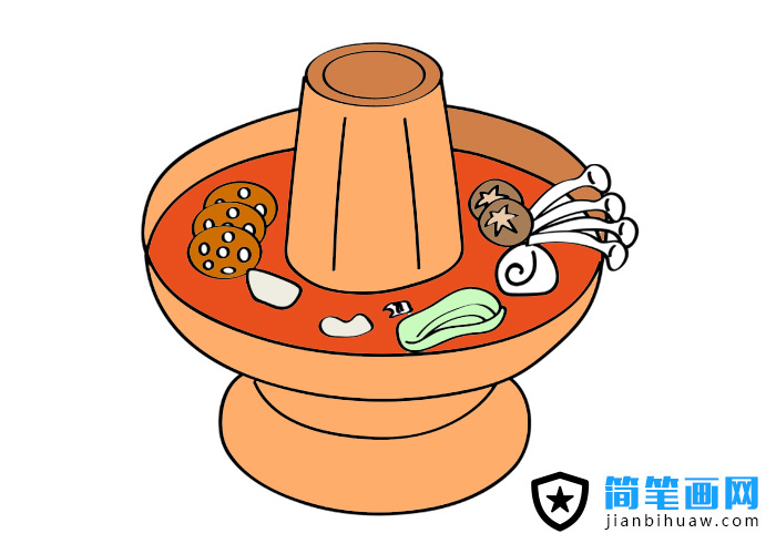 老北京銅火鍋簡(jiǎn)筆畫(huà)圖片含上色