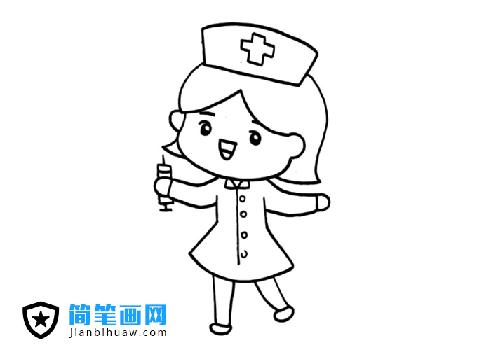打針的小護(hù)士簡筆畫圖片含上色
