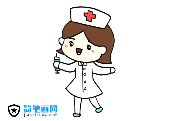 打針的小護(hù)士簡筆畫圖片含上色