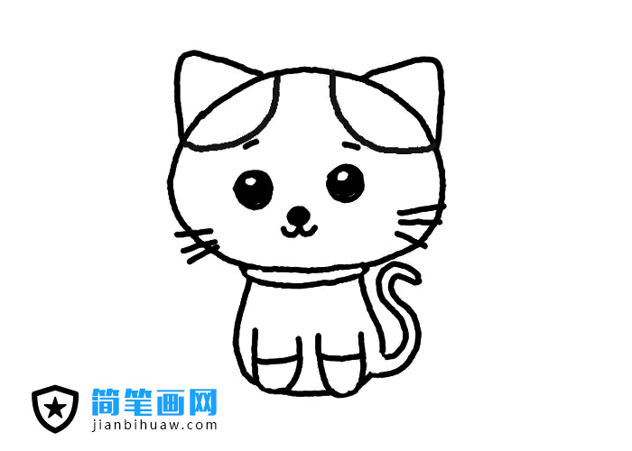 簡(jiǎn)單可愛的小貓簡(jiǎn)筆畫圖片含上色