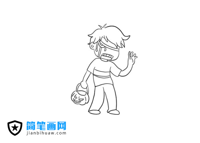 萬圣節(jié)僵尸兒童人物簡(jiǎn)筆畫圖片