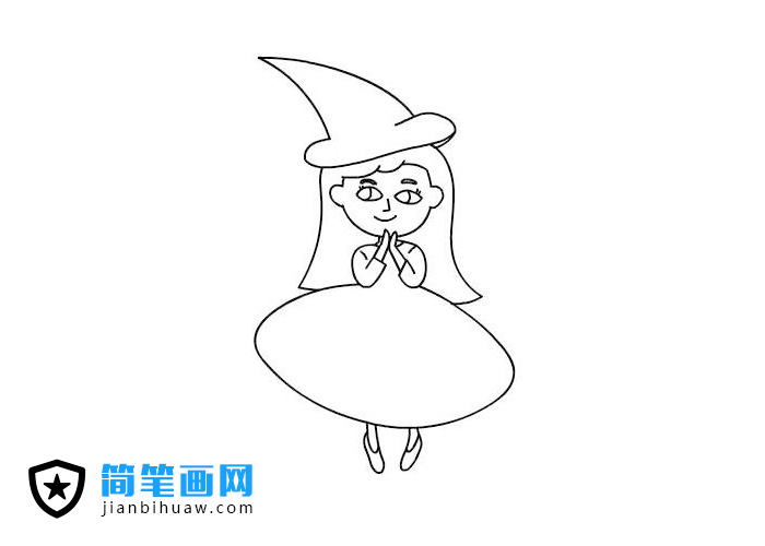 萬圣節(jié)女巫裝扮簡(jiǎn)筆畫圖片