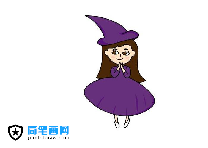 萬圣節(jié)女巫裝扮簡(jiǎn)筆畫圖片