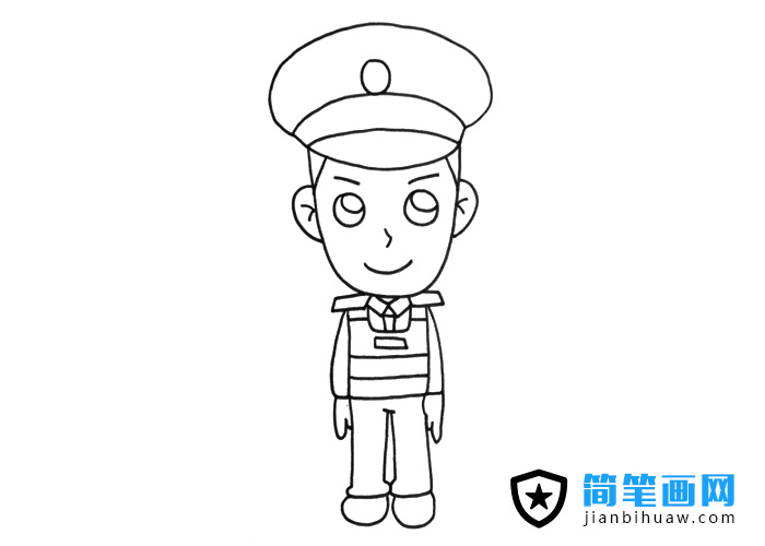 執(zhí)勤中的交警簡(jiǎn)筆畫圖片