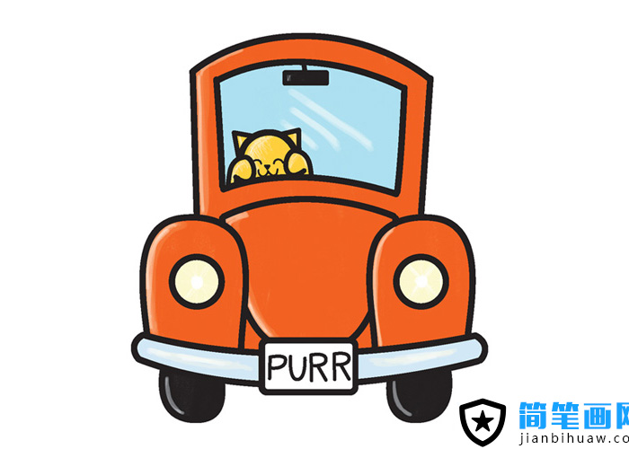 開(kāi)著小汽車的貓咪簡(jiǎn)筆畫(huà)