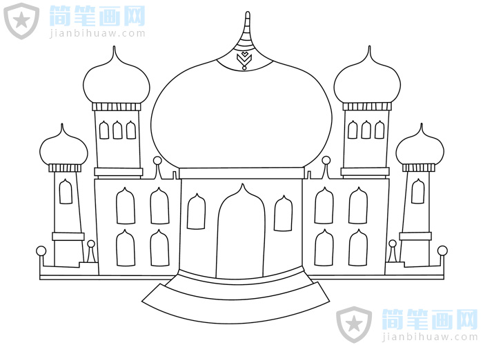 城堡簡筆畫圖片含上色圖片